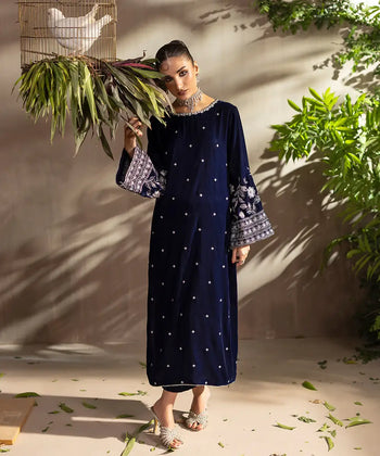 2PC - Embroidered Velvet Suit - Kross Kulture 
