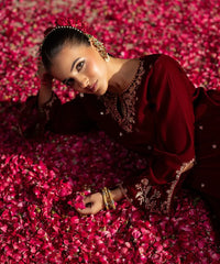 2PC - Embroidered Velvet Suit - Kross Kulture 