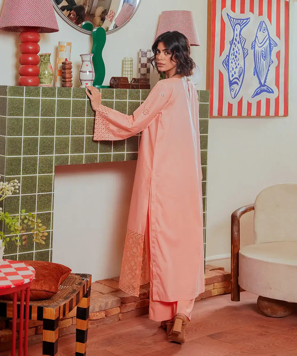 2PC - Embroidered Cotton Silk Suit - Kross Kulture 