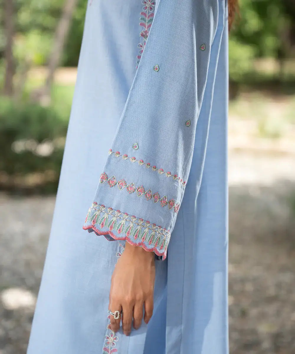 2PC - Embroidered Striped Lawn Cotton Suit - Kross Kulture 