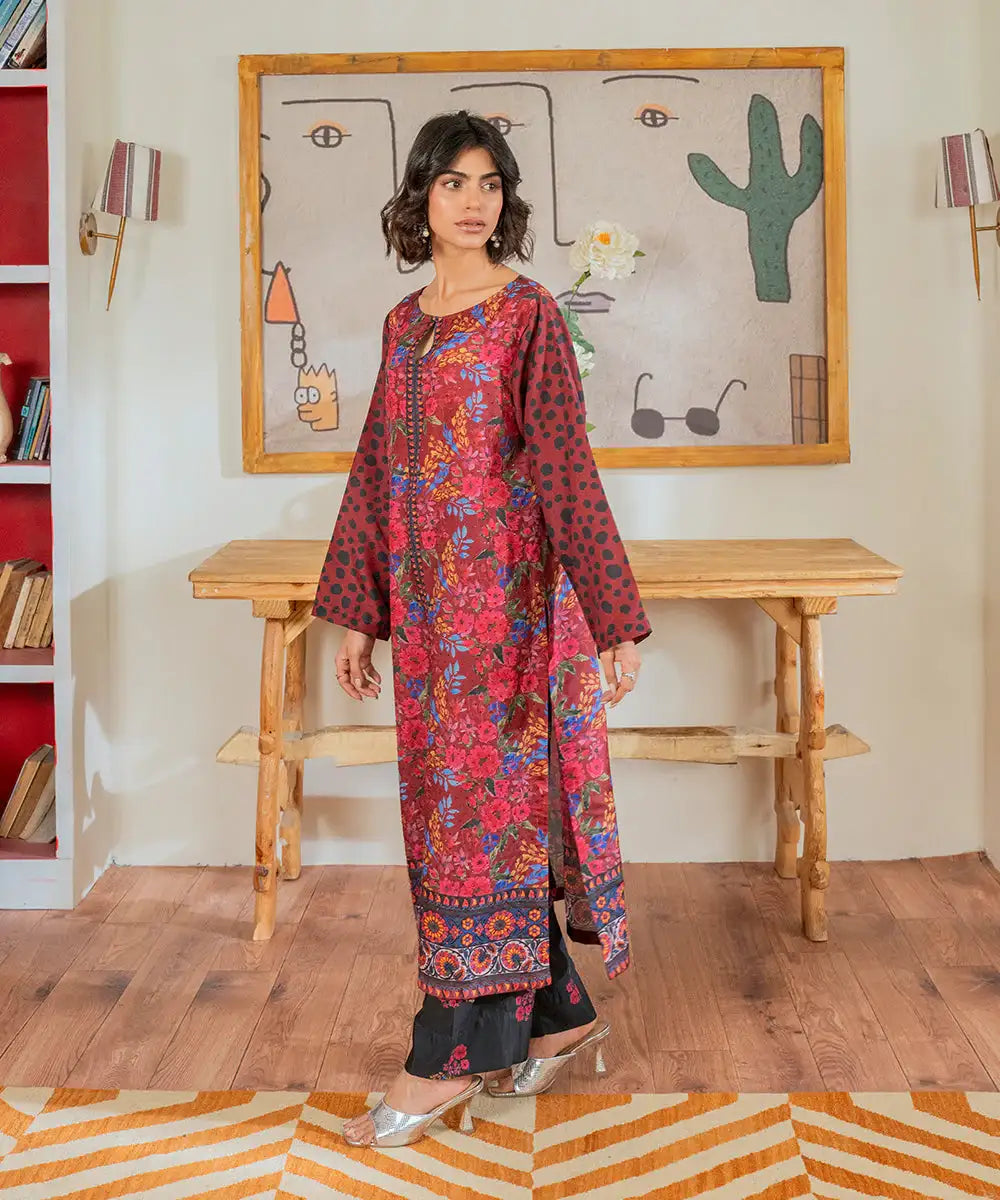 2PC - Digital Printed Silk Lawn Suit - Kross Kulture 