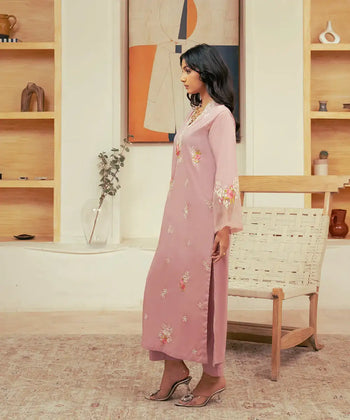 2PC - Embroidered Cotton Silk Suit - Kross Kulture 