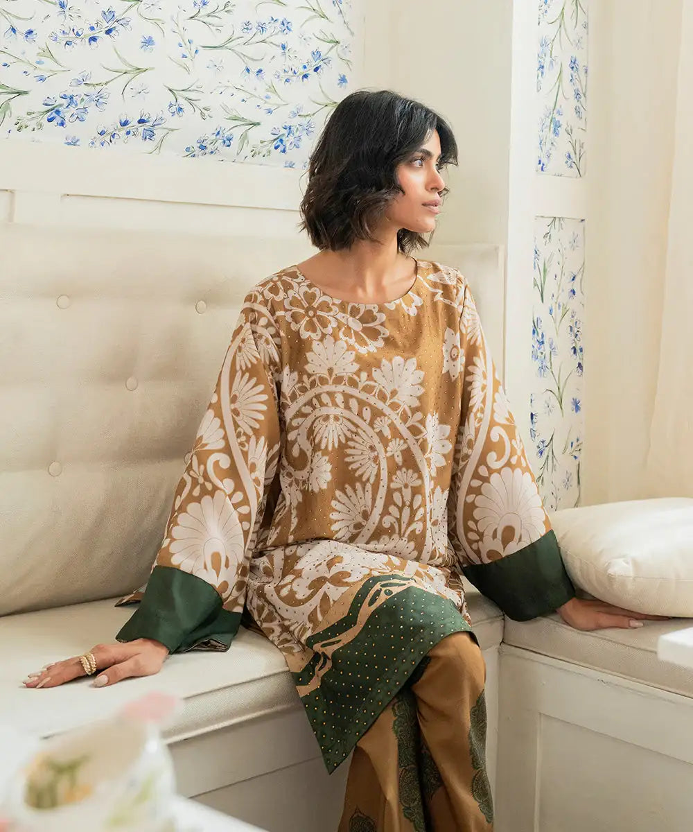 2PC - Digital Printed Silk Lawn Suit - Kross Kulture 