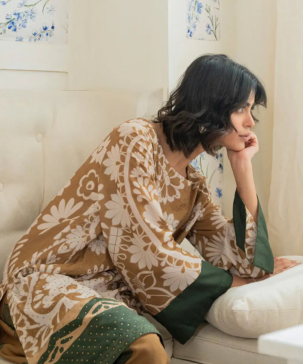 2PC - Digital Printed Silk Lawn Suit - Kross Kulture 