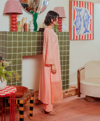 2PC - Embroidered Cotton Silk Suit - Kross Kulture 