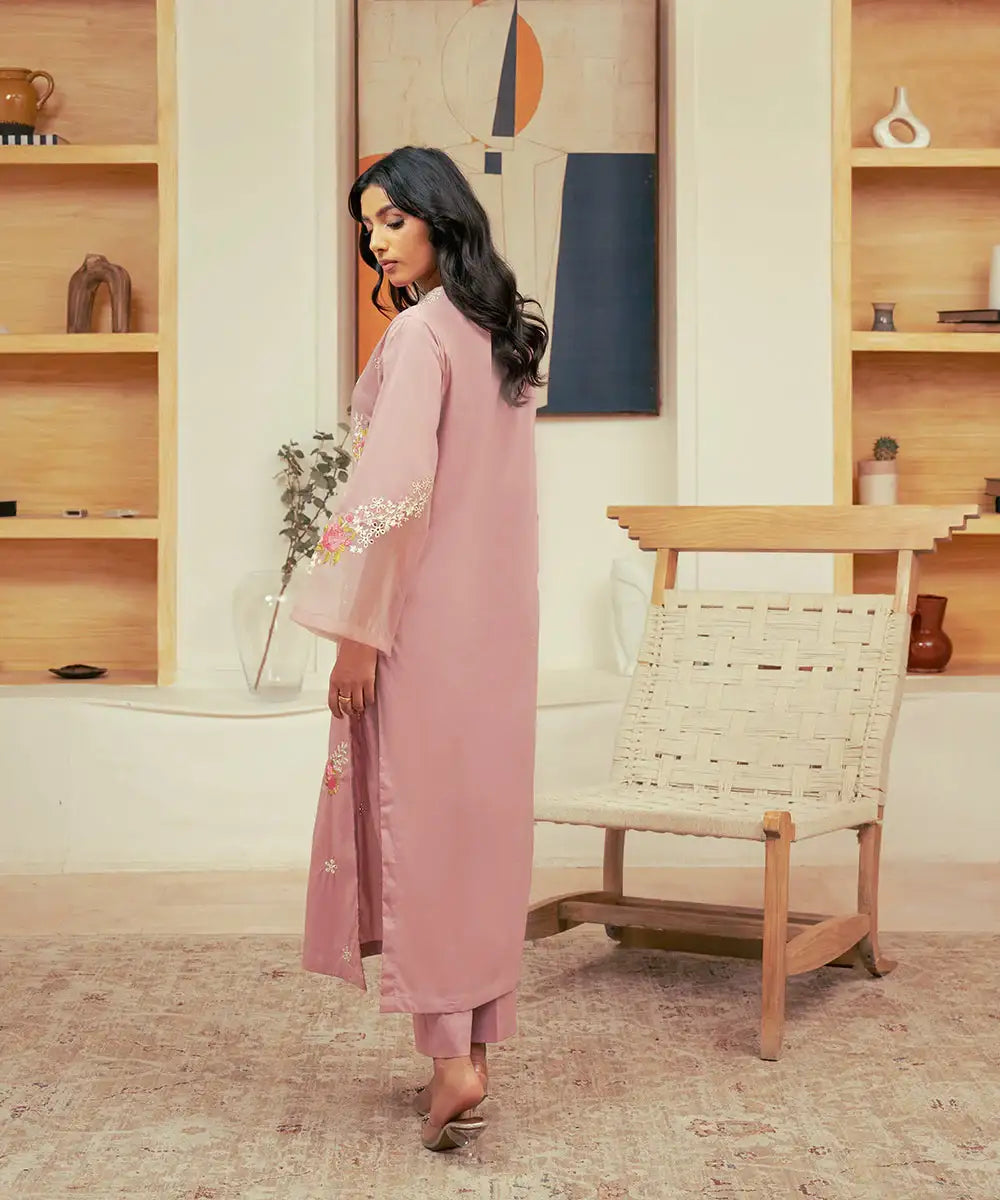 2PC - Embroidered Cotton Silk Suit - Kross Kulture 