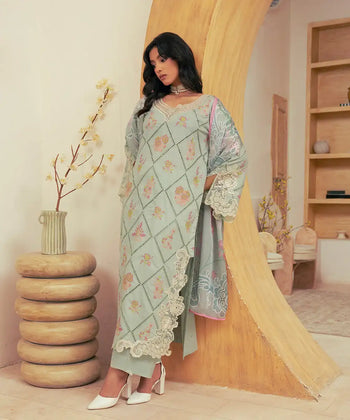 3PC - Embroidered Cambric Suit - Kross Kulture 