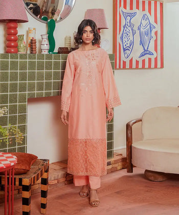 2PC - Embroidered Cotton Silk Suit - Kross Kulture 