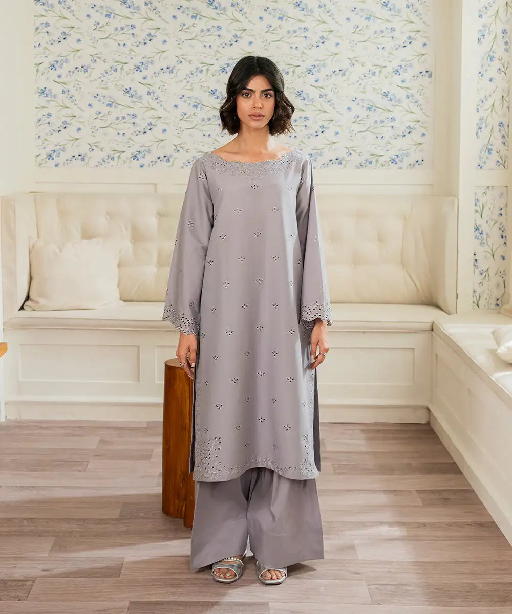 2PC - Embroidered Cotton Silk - Kross Kulture 