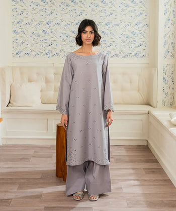 2PC - Embroidered Cotton Silk - Kross Kulture 