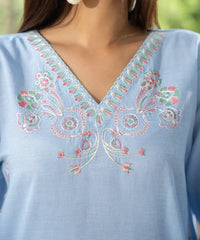 2PC - Embroidered Striped Lawn Cotton Suit - Kross Kulture 
