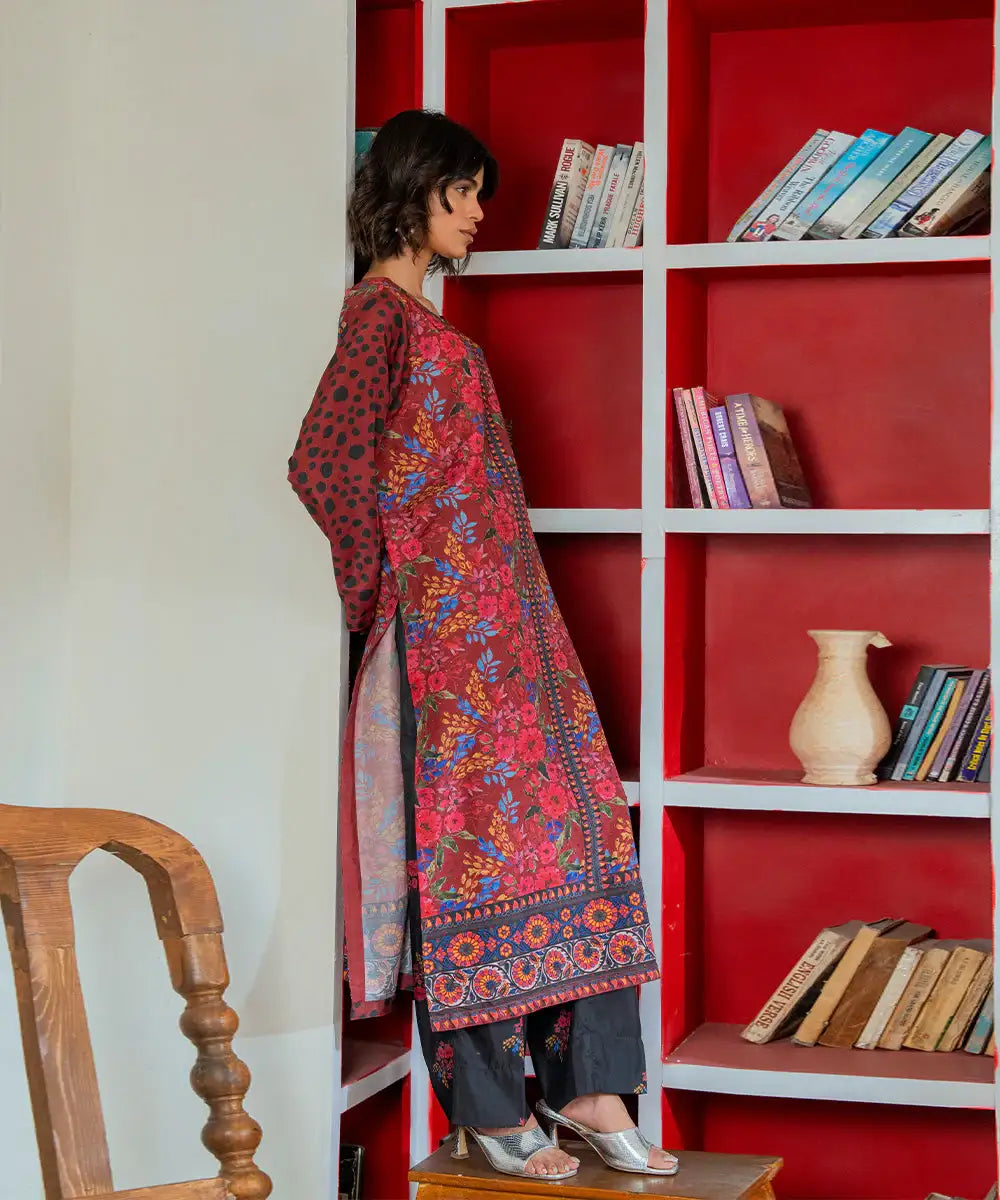 2PC - Digital Printed Silk Lawn Suit - Kross Kulture 