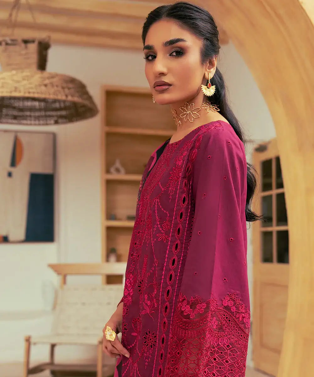 3PC - Embroidered Cambric Suit - Kross Kulture 