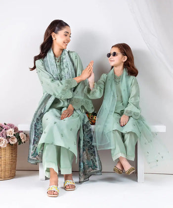 3PC - Embroidered Silk Lawn Suit - Kross Kulture 