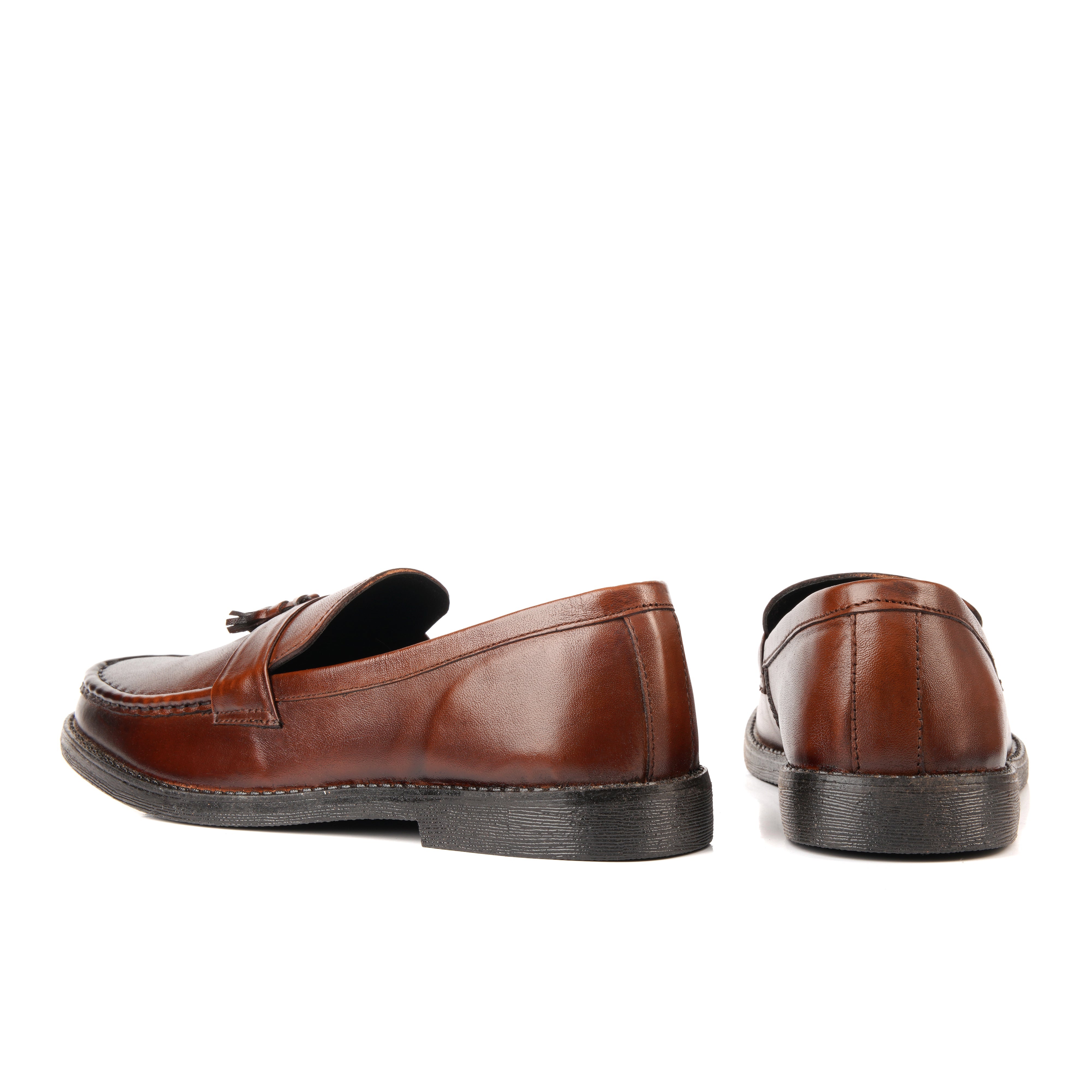 ST-10-Brown loafers with Patina finish - DeVogue