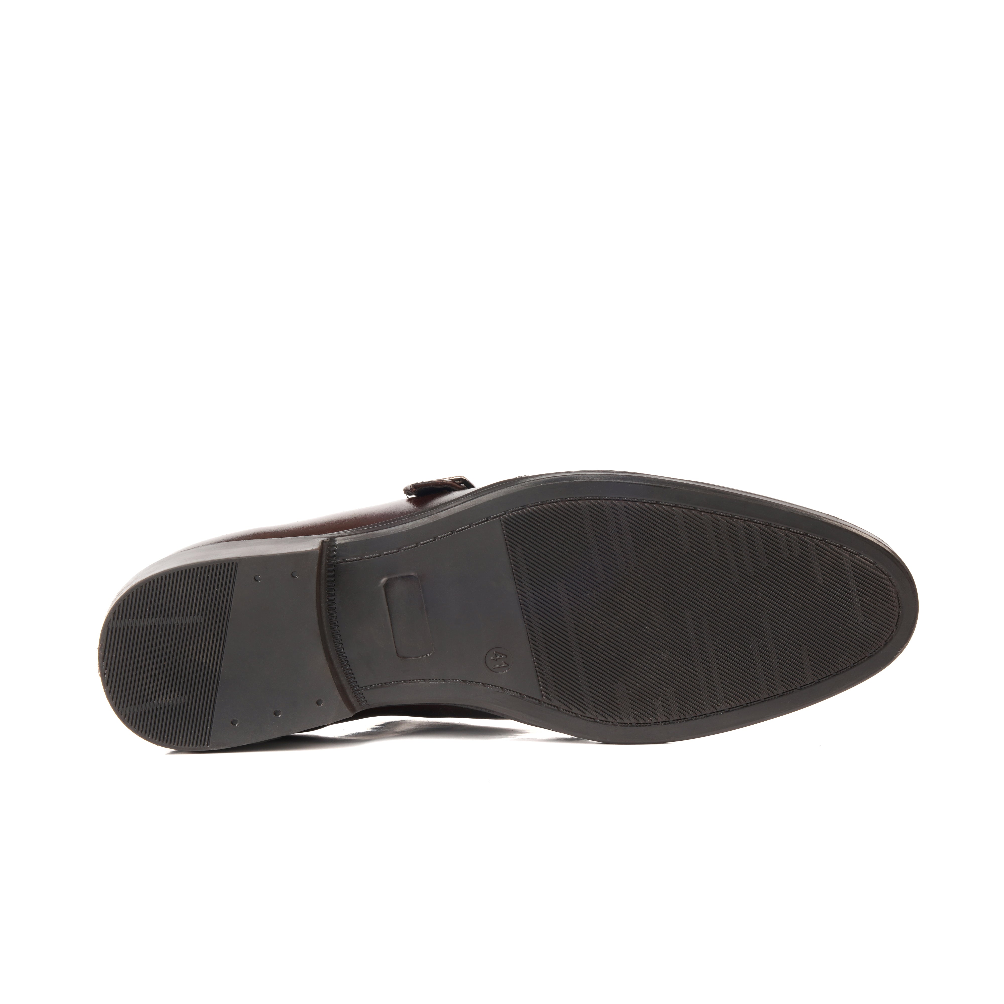 7011-Brown Rubber Sole Cow Leather Formal - DeVogue