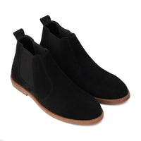 SKU:8011-Black Suede Cow Leather Chelsea boots - DeVogue
