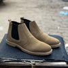 Cream Suede Chelsea Boots