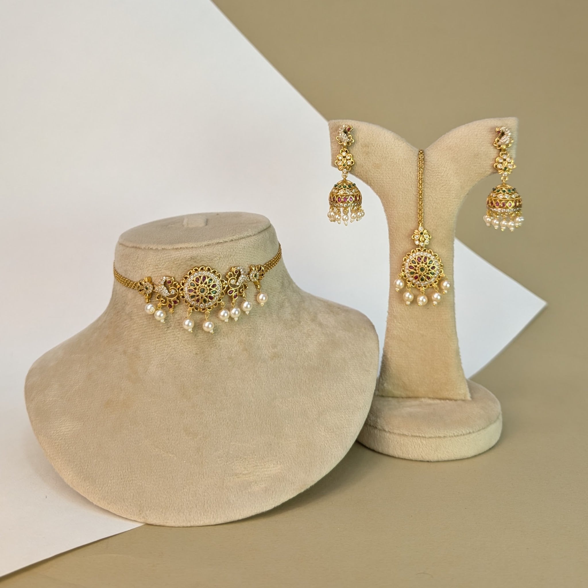 Mayura Peacock South Rajwadi Necklace Set