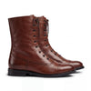 Sku:1007-Brown Cow Leather Long Boots For Men