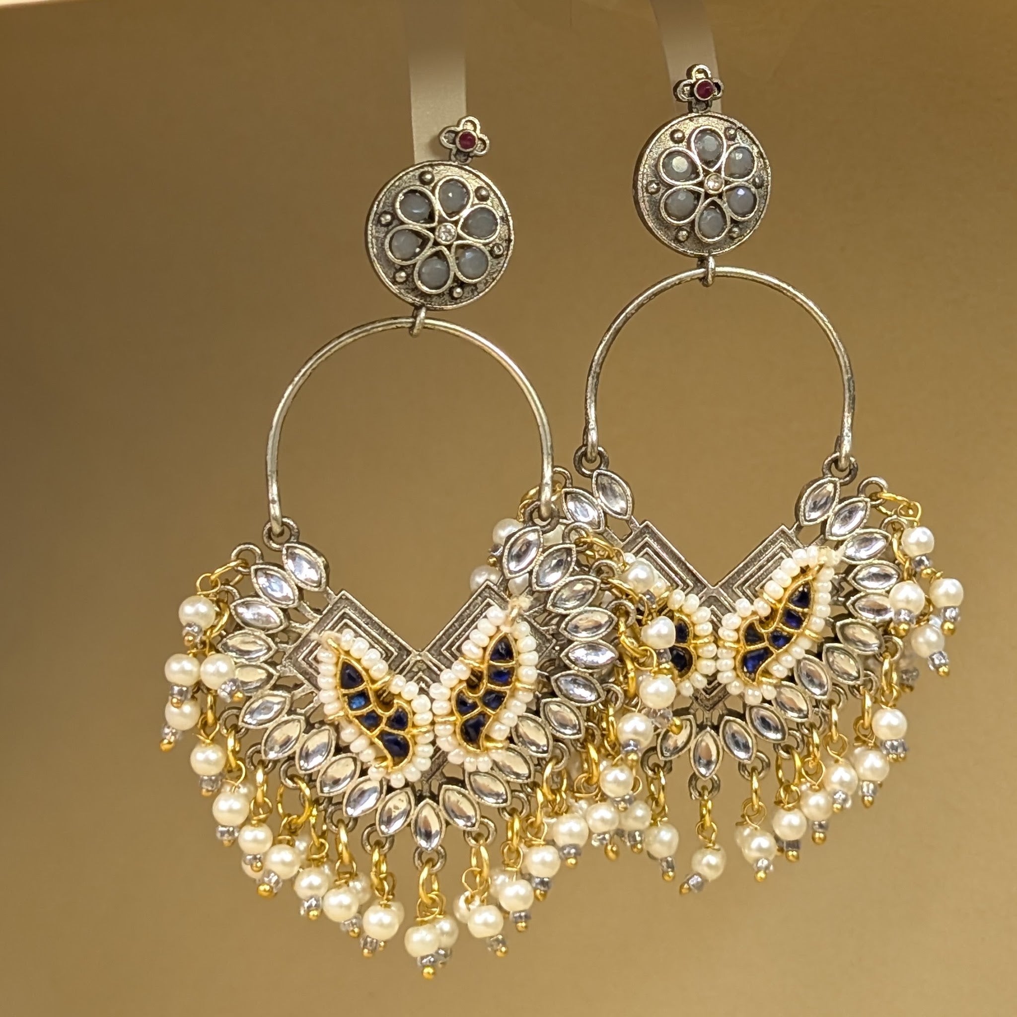 Chandbali Drop Antique Earrings