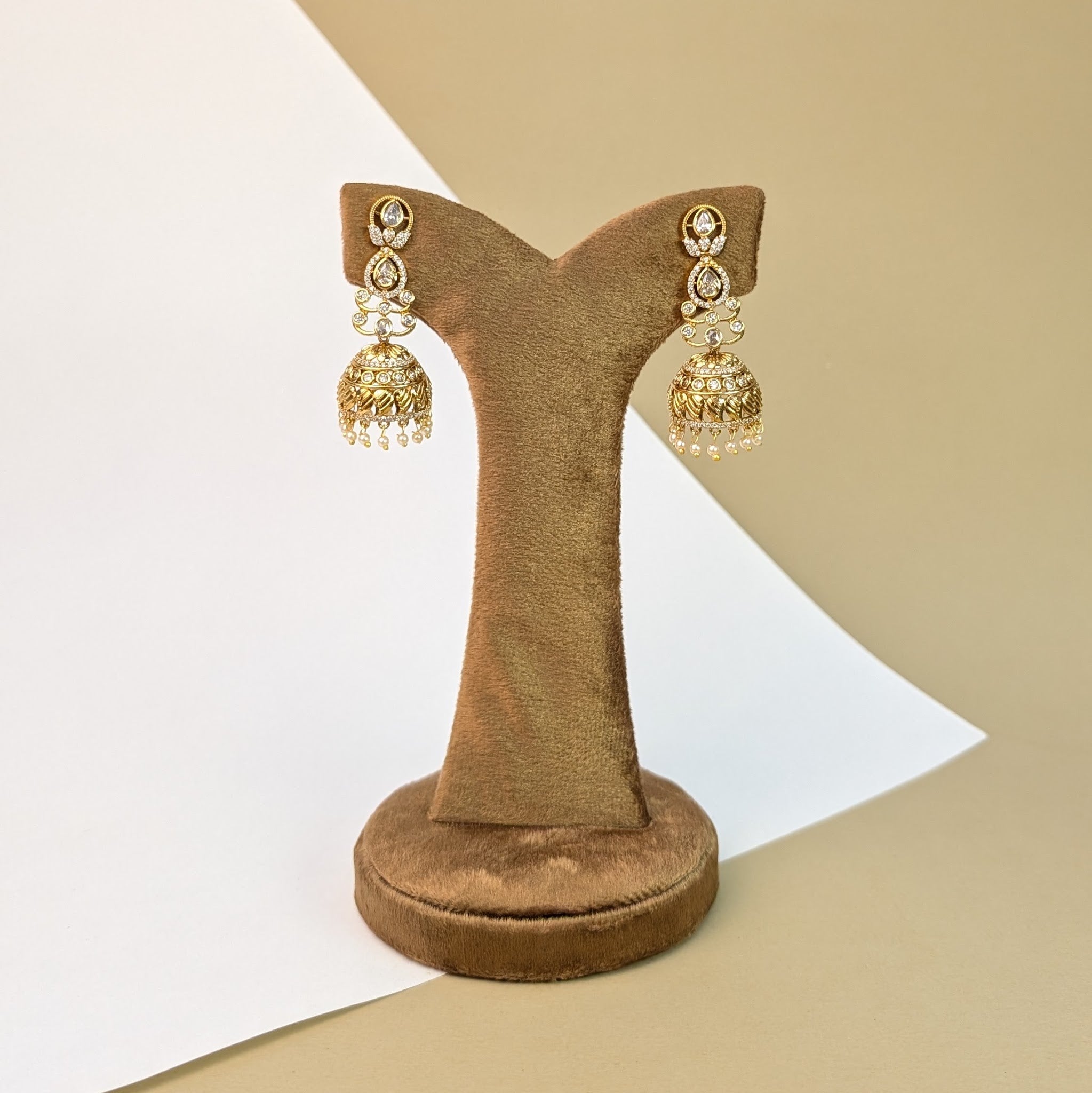 Pearl Noor Stone Jhumkis