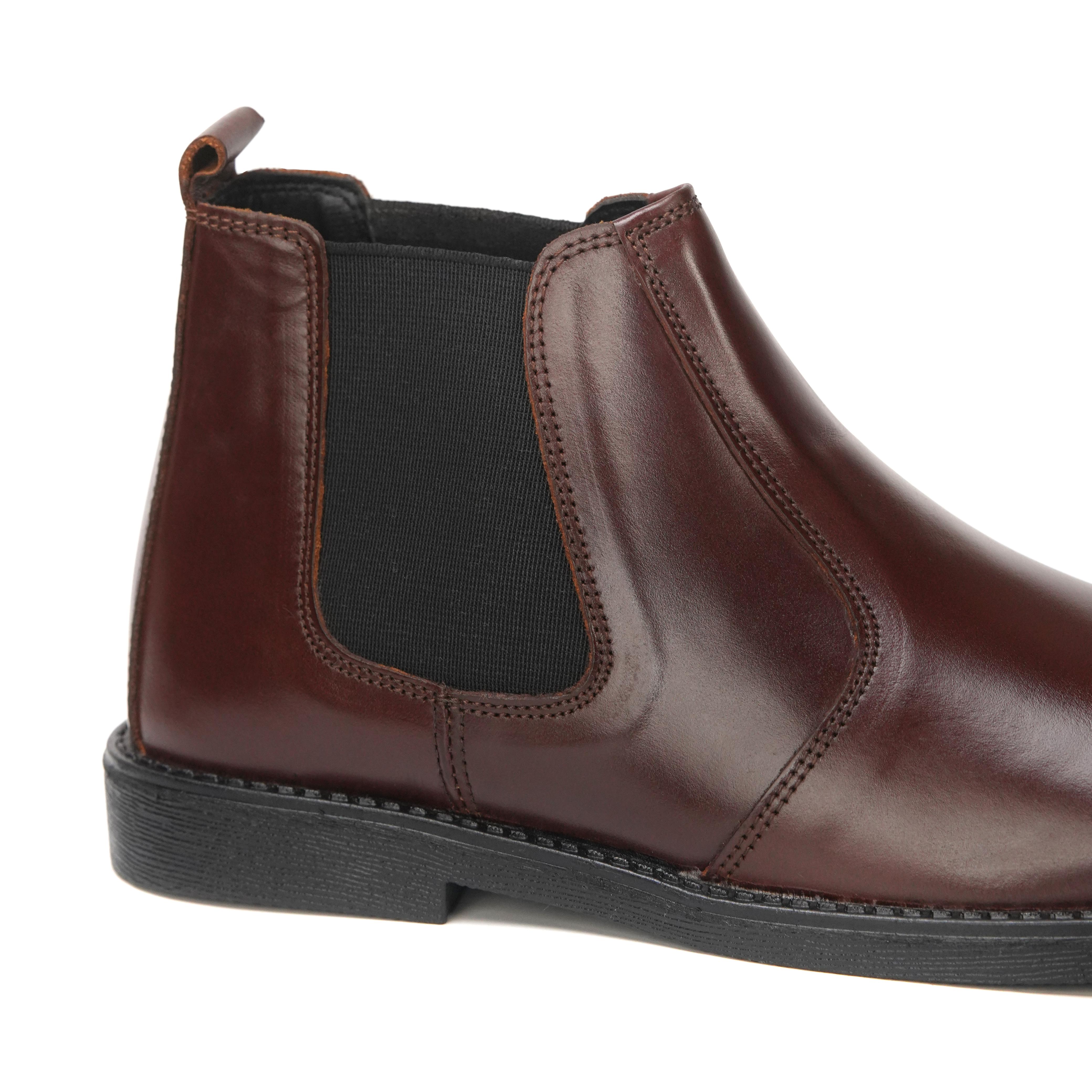 8010-Maroon Cow Leather Chelsea boots - DeVogue
