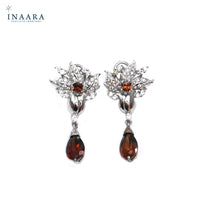 Flower Earrings - Crystal Brown