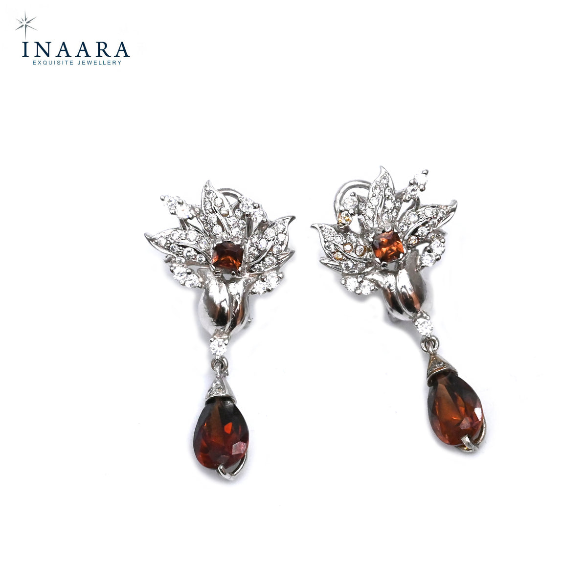 Flower Earrings - Crystal Brown