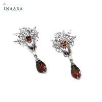 Flower Earrings - Crystal Brown