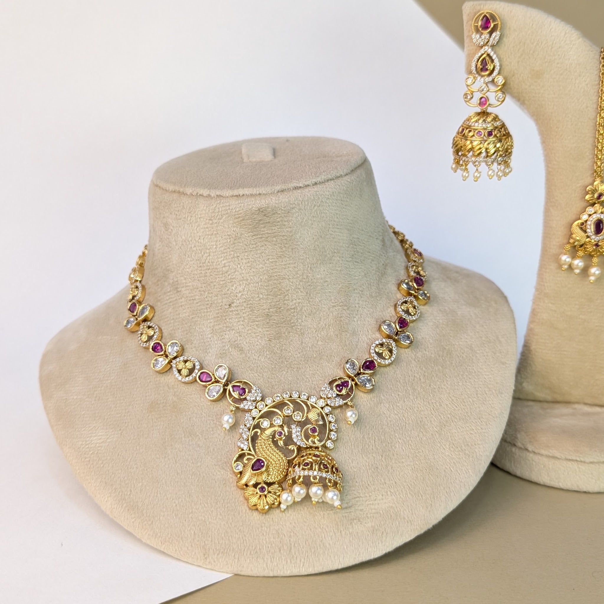 Gandaberunda Eagle South Rajwadi Necklace Set