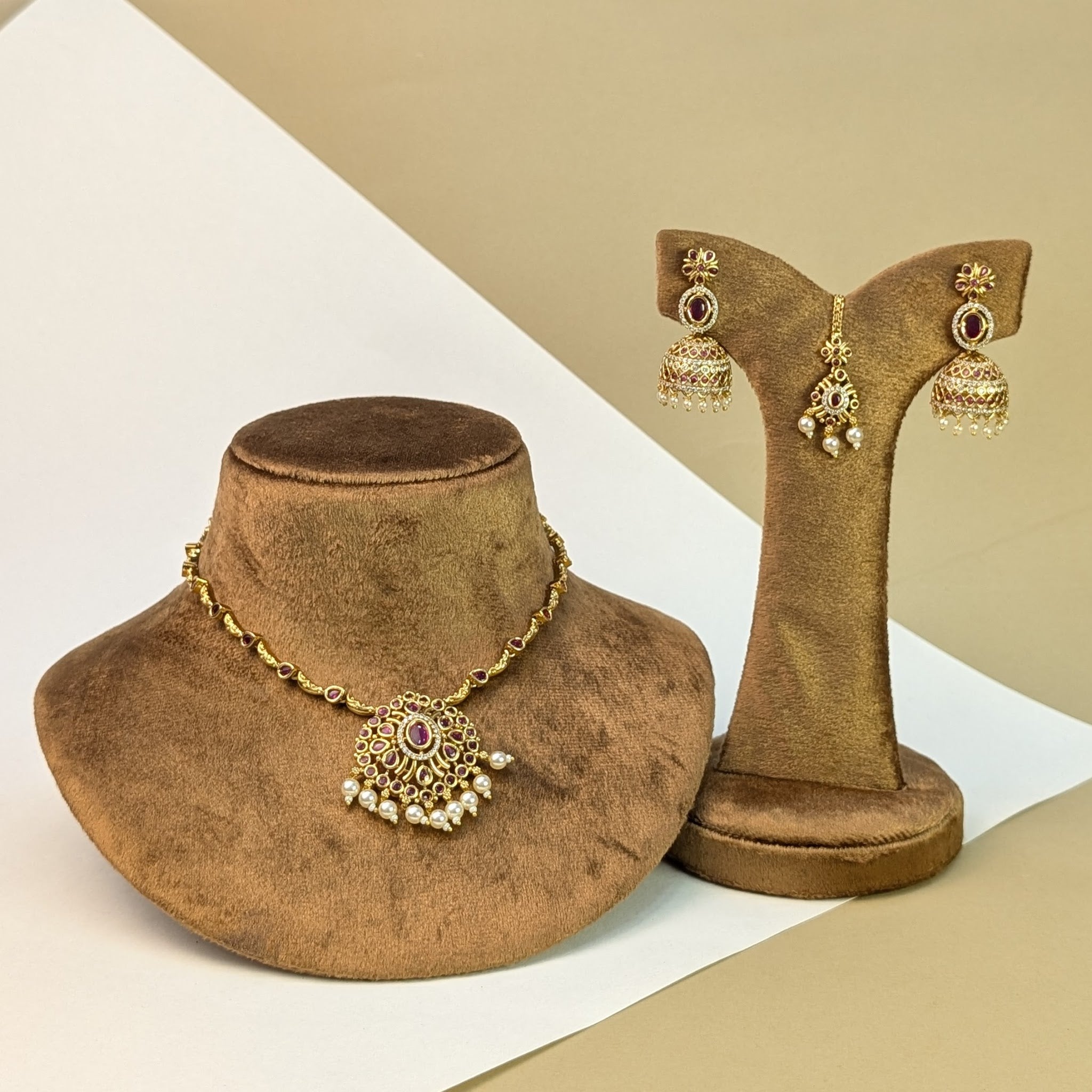 Layered Antique South Indian Rajwadi Necklace Set