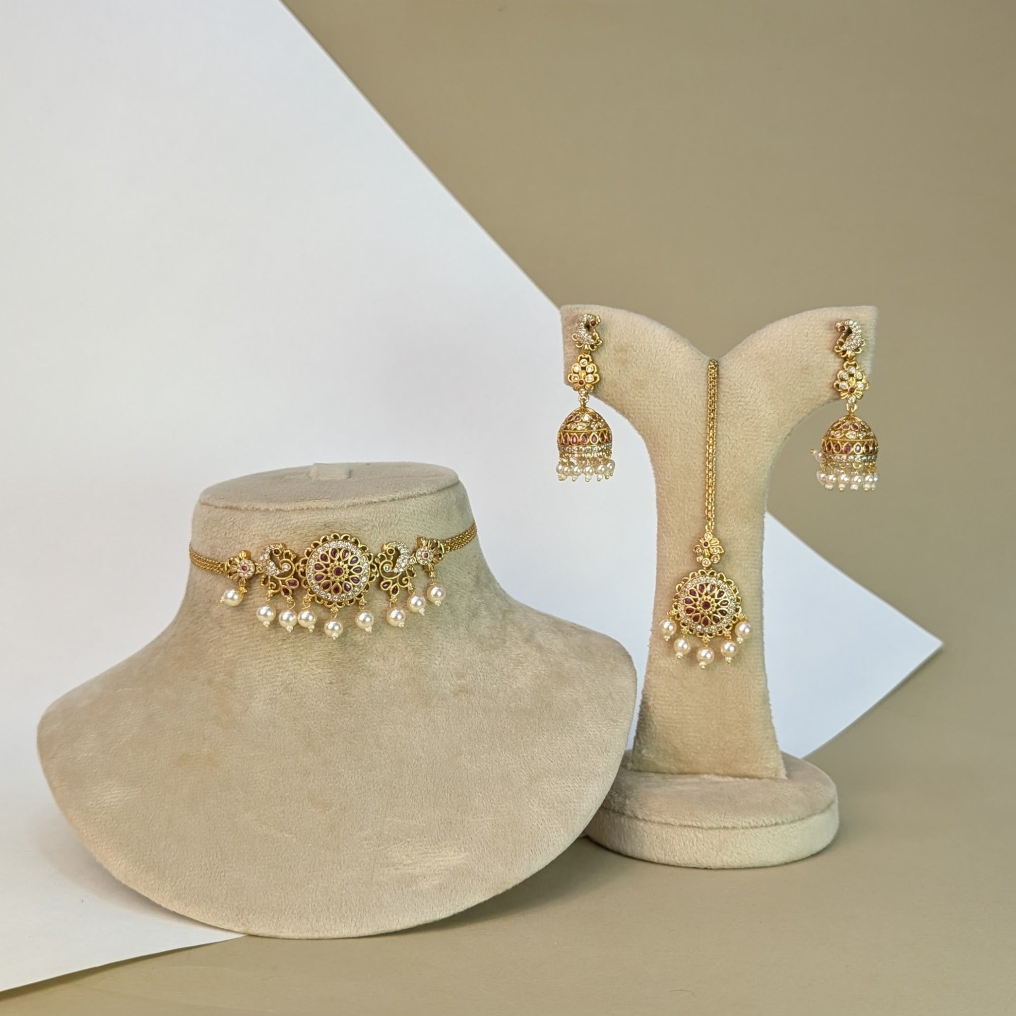 Mayura Peacock South Rajwadi Necklace Set