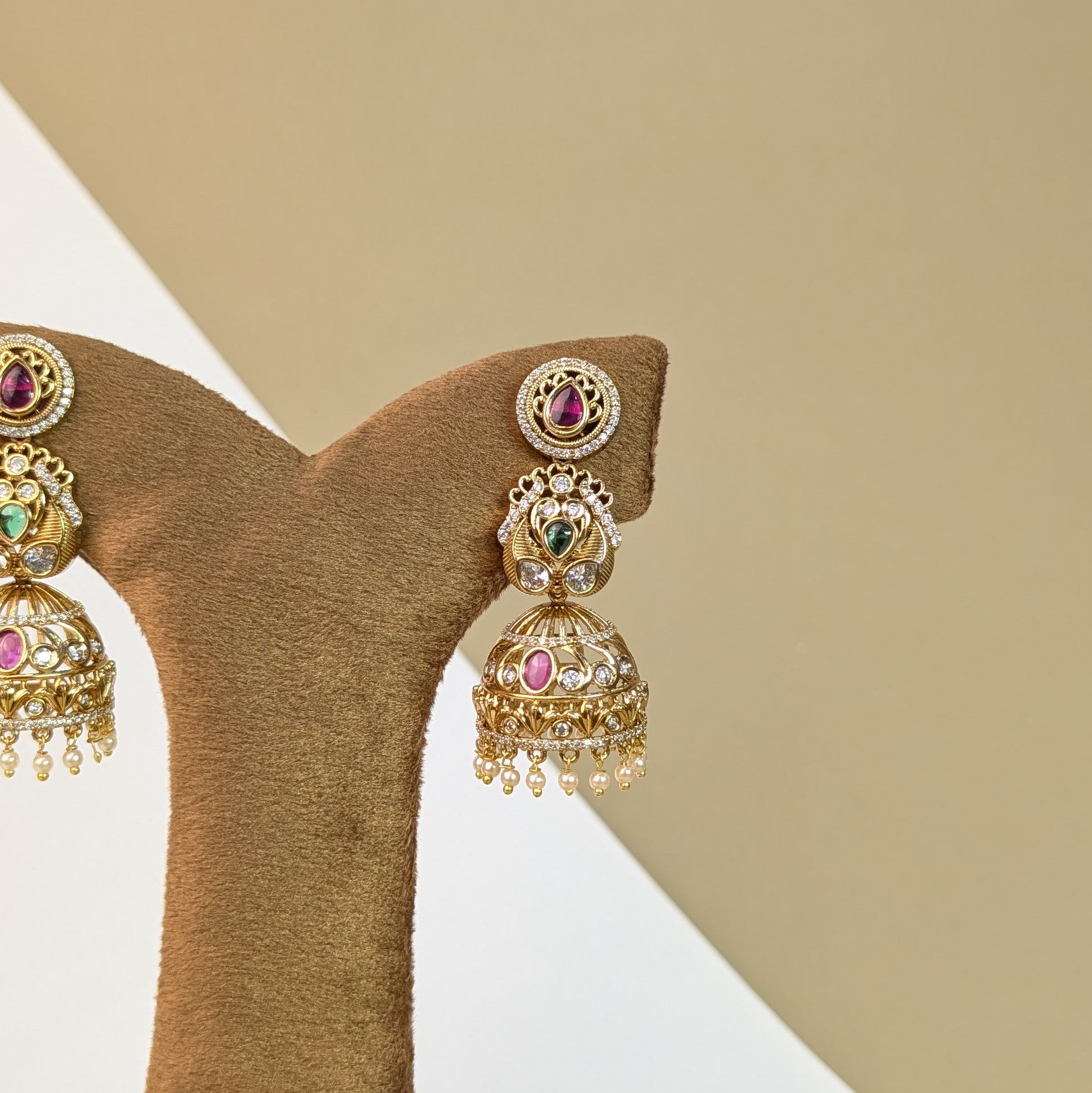 Zarrin Bloom Stone Jhumkis