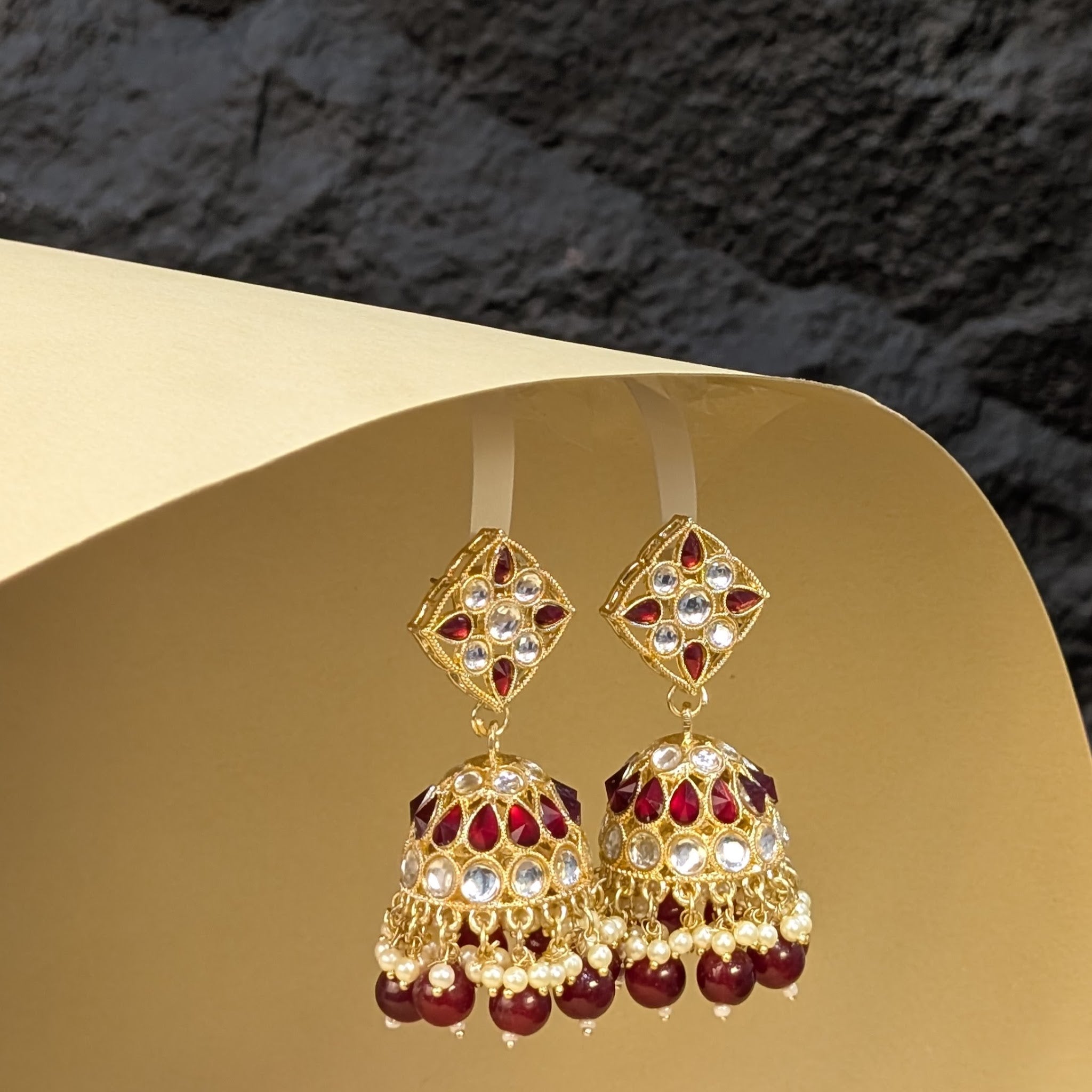 Peacock Kundan Jhumkis