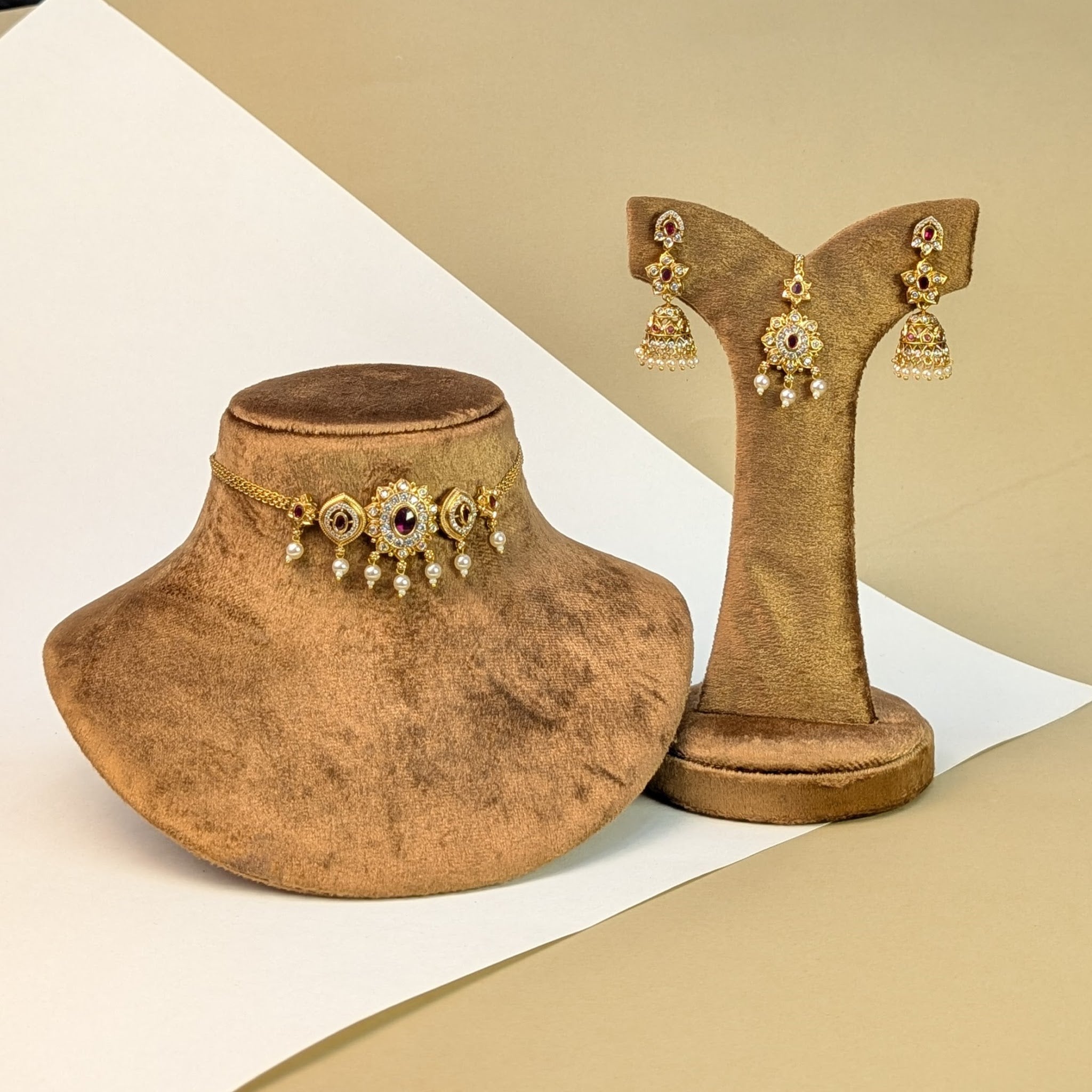 Long Haram South Indian Rajwadi Necklace Set