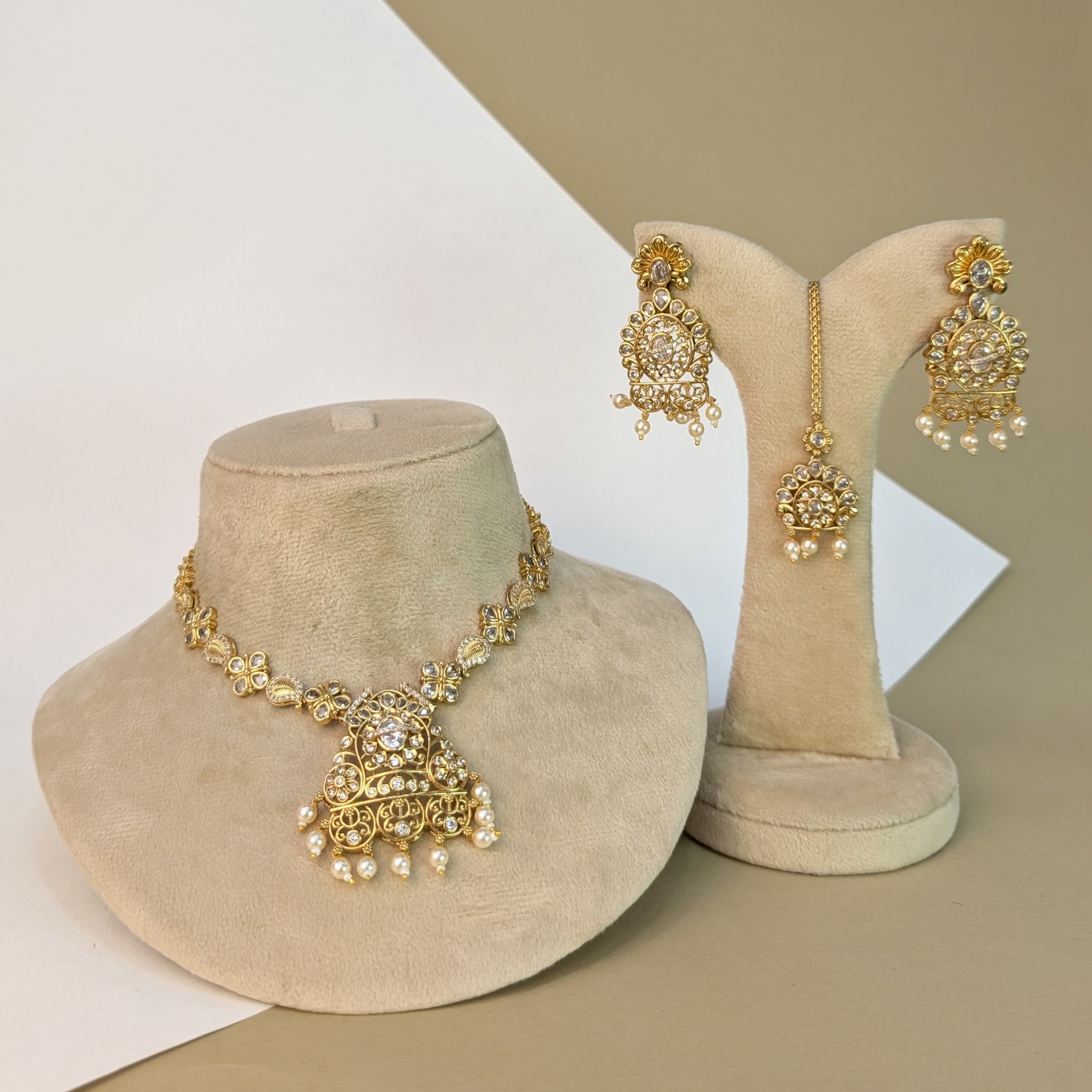 Simha Lion South Rajwadi Necklace Set