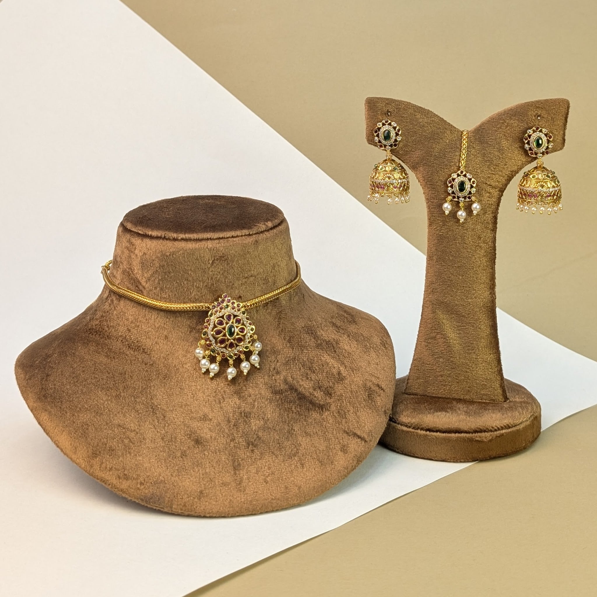 Bridal Choker South Indian Rajwadi Necklace Set