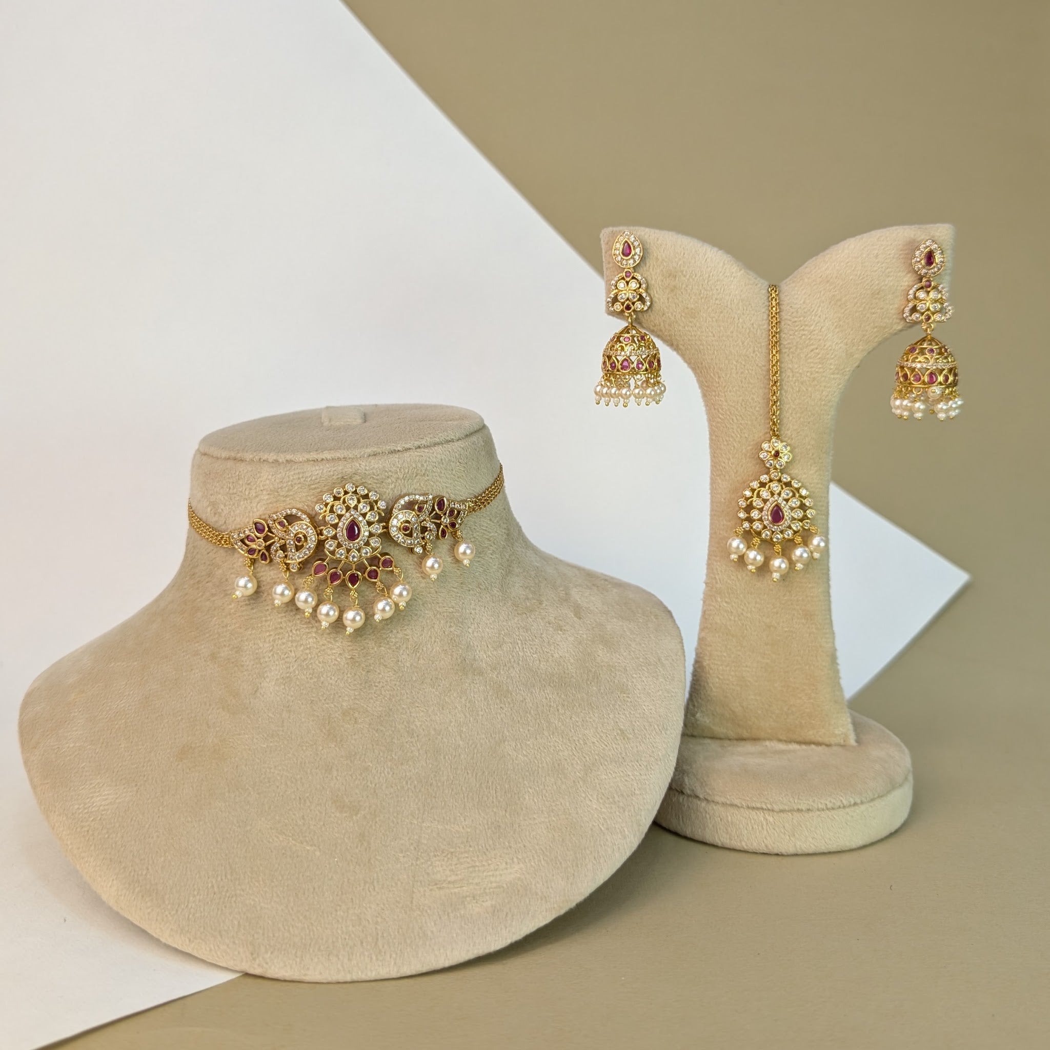 Hamsa Swan South Rajwadi Necklace Set
