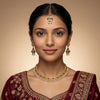 Ruby Emerald Floral Copper Necklace Set