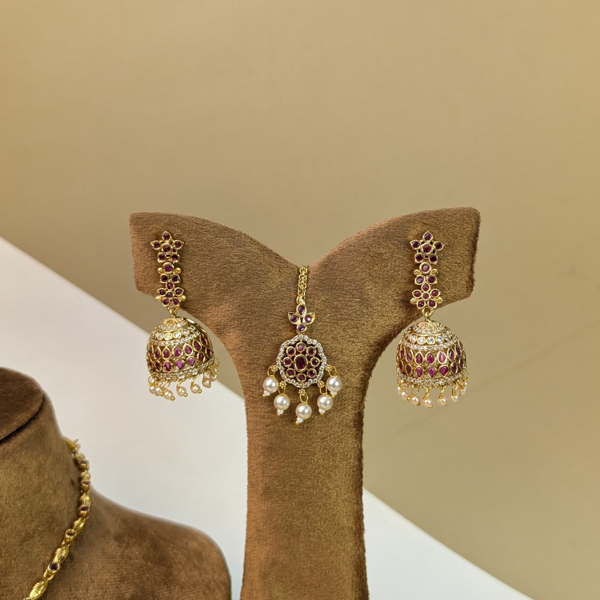 Nagas Kemp South Indian Rajwadi Necklace Set