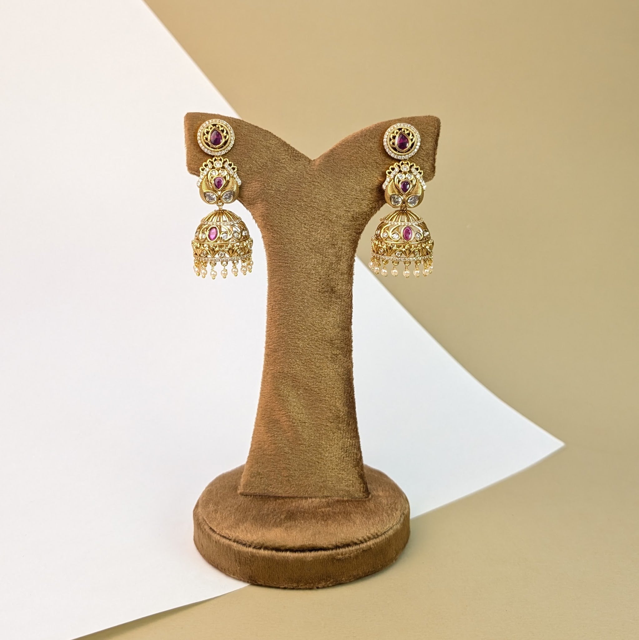 Emerald Mehfil Stone Jhumkis