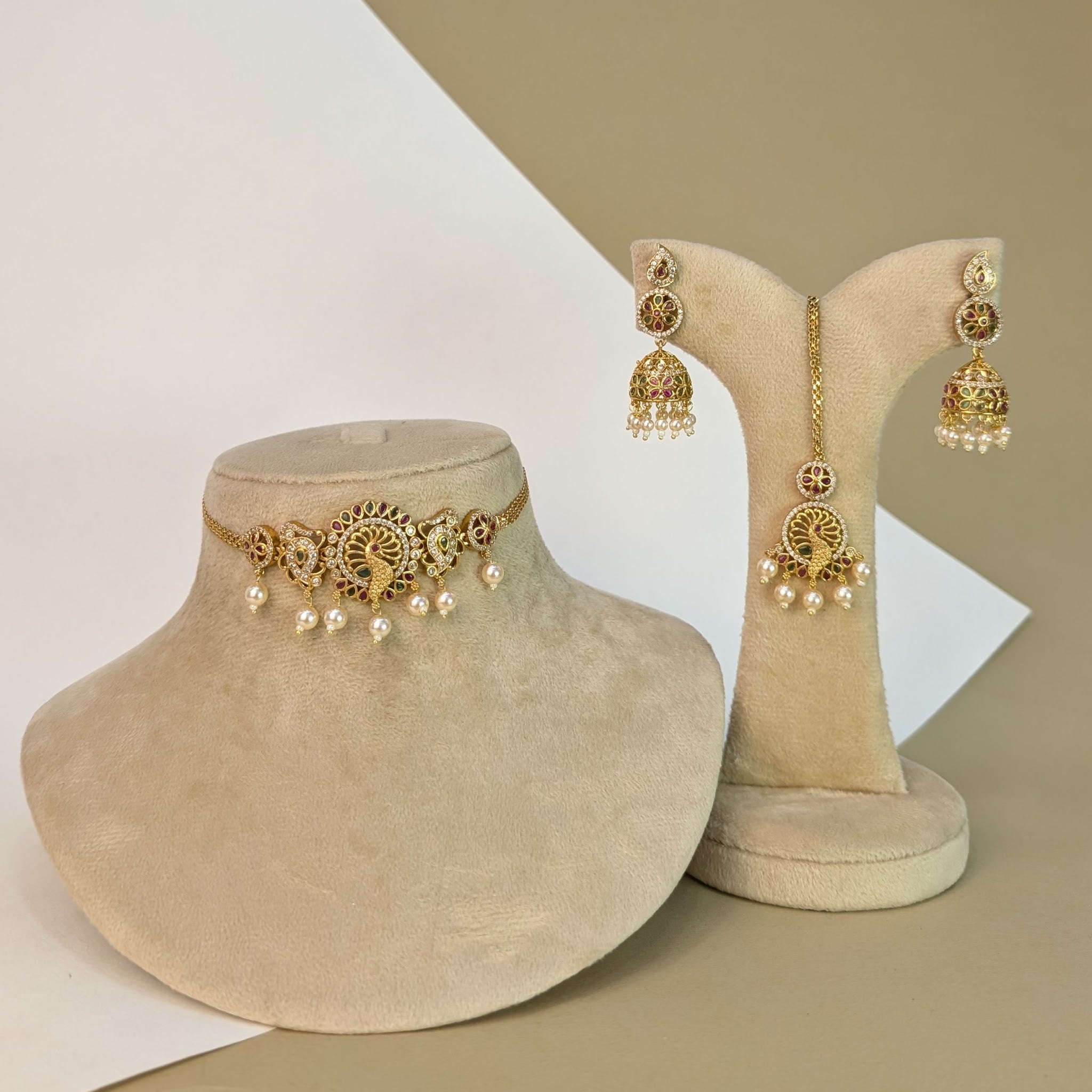 Gaja Elephant South Rajwadi Necklace Set