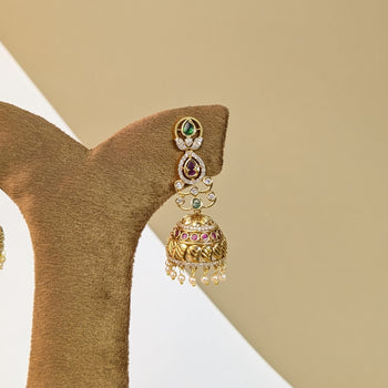 Ruby Darbar Stone Jhumkis