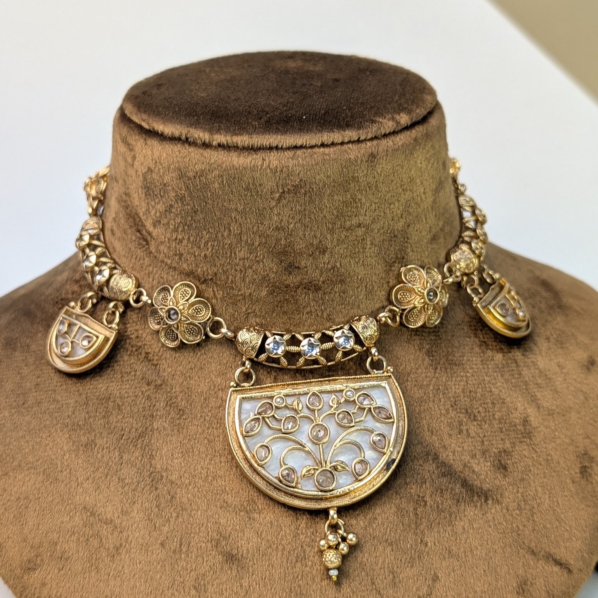Peacock Kemp South Indian Rajwadi Necklace Set