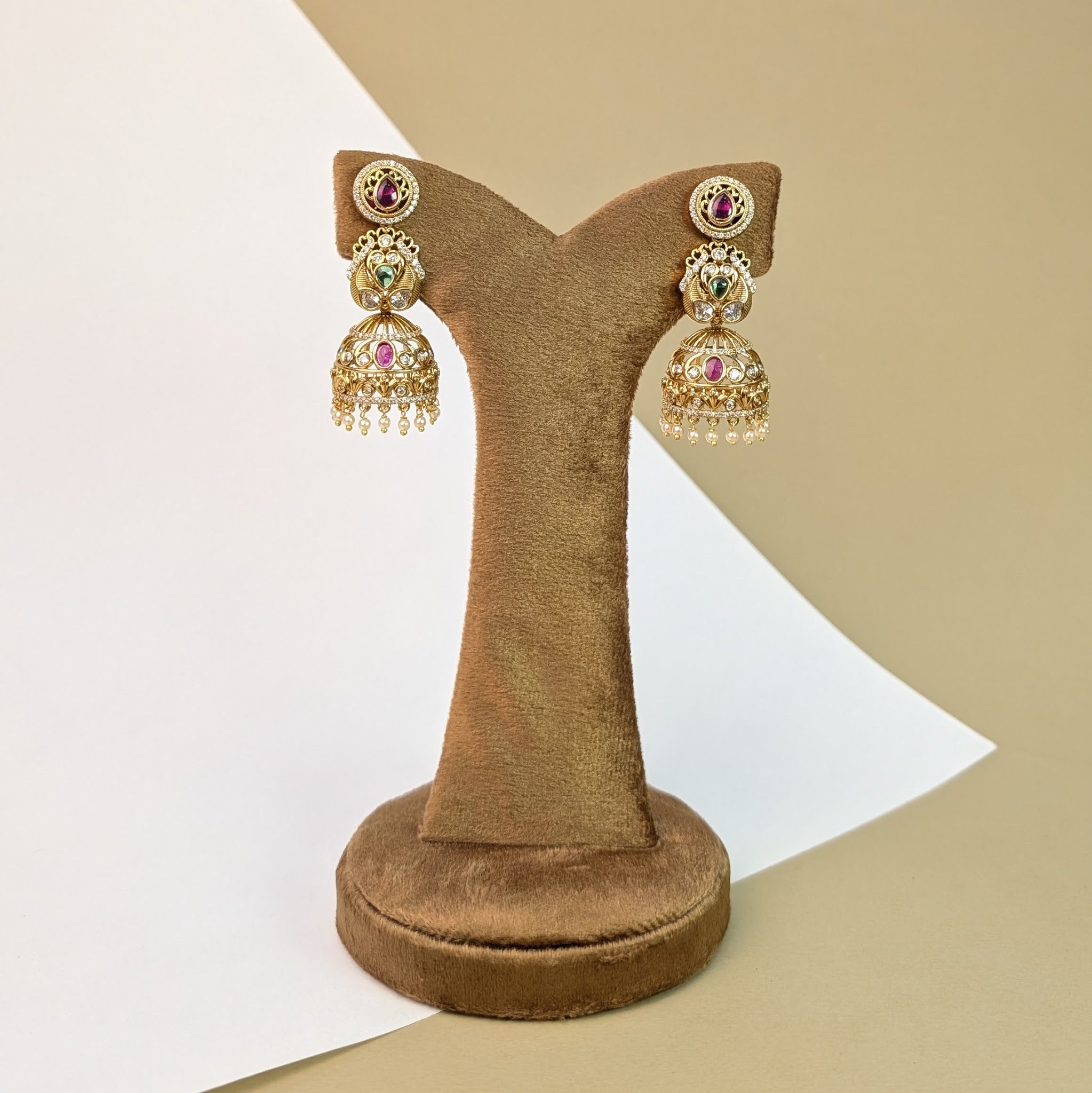 Zarrin Bloom Stone Jhumkis