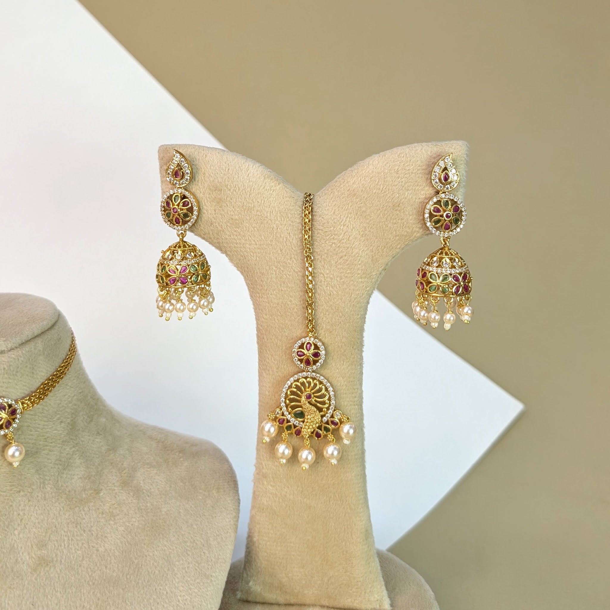 Gaja Elephant South Rajwadi Necklace Set