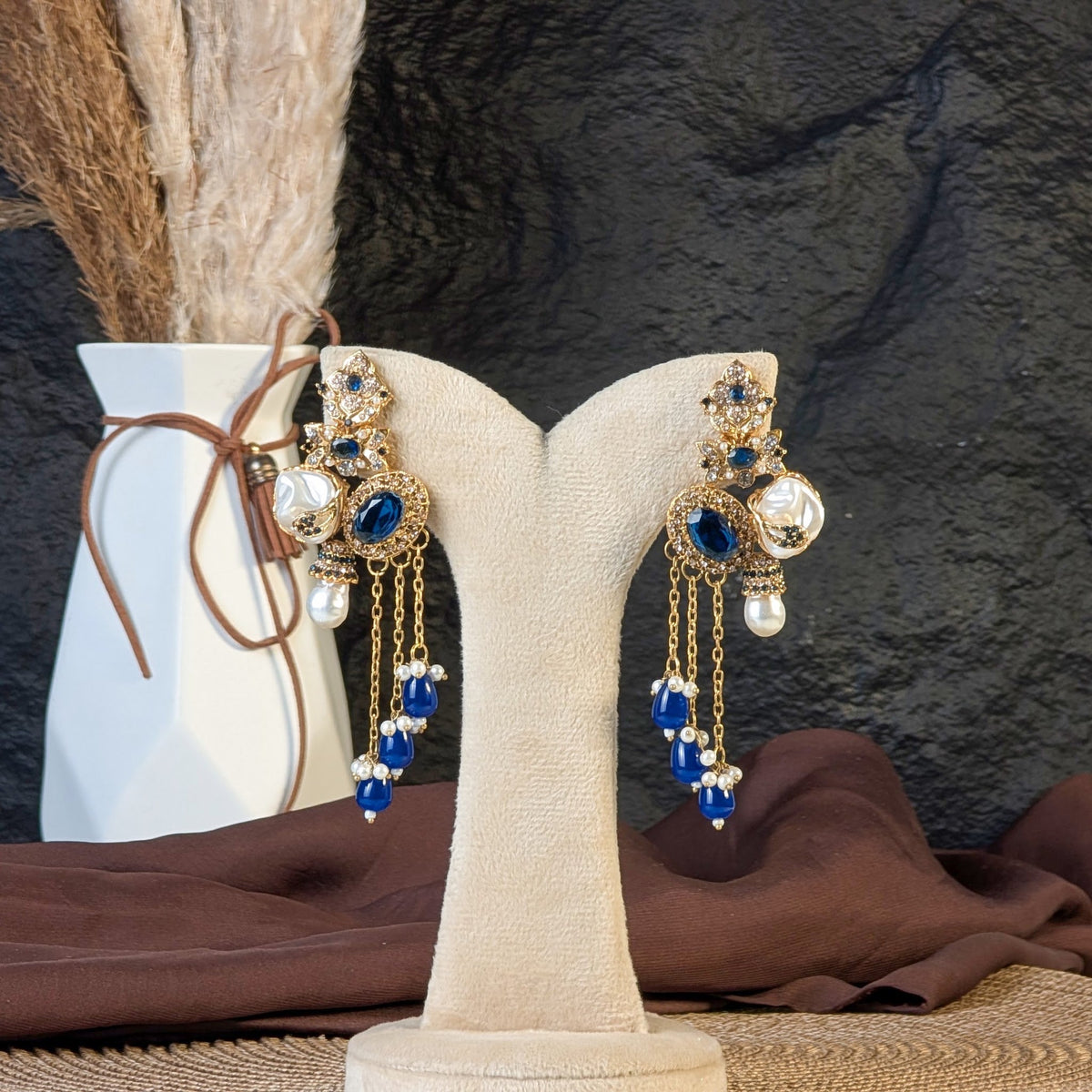 Sapphire Blue Tassel Earrings