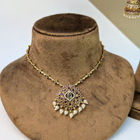 Floral Kemp South Indian Rajwadi Necklace Set