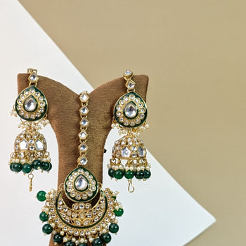 Maroon Kundan Earring Tikka Set